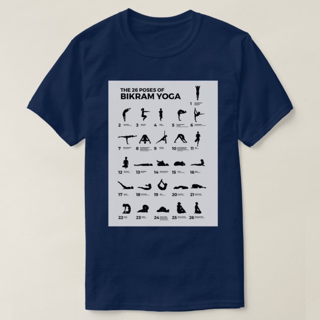 Camiseta Os 26 Poses De Bikram Yoga (Frente do Design)