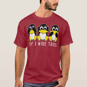 Camiseta Os 3 Sábios Linu Penguin para Programadores e