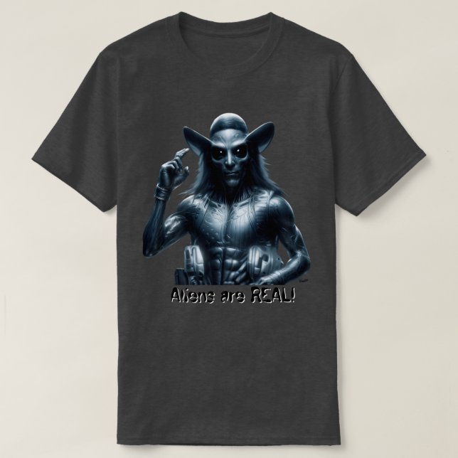 Camiseta Os alienígenas são REAIS! (Frente do Design)