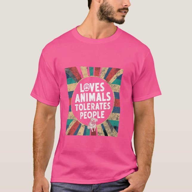 Camiseta Os Ama Animais Toleram Pessoas. (Frente)