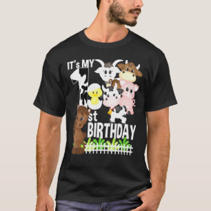 Camiseta Os Animais Da Fazenda Do Meu primeiro aniversario 