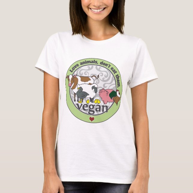 Camiseta Os animais do amor não os comem Vegan (Frente)