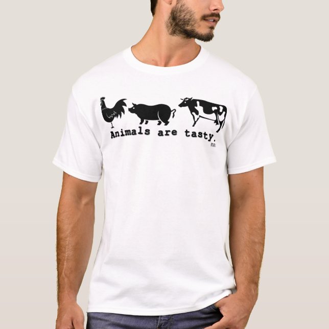 Camiseta Os animais são tasty. (Frente)
