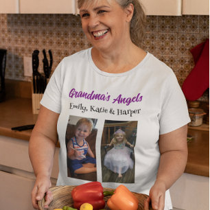 Camiseta Os anjos da vovó Fotografias e Nomes Personaliza