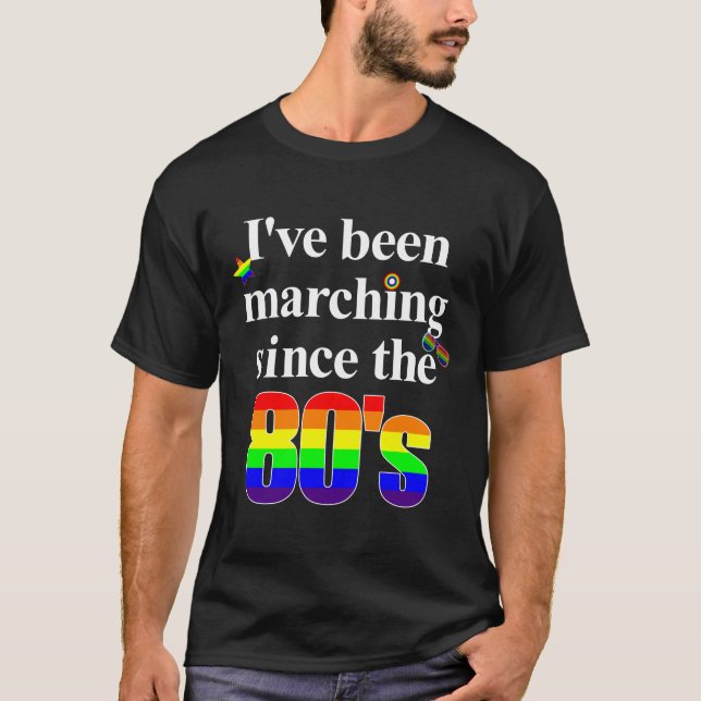 Camiseta Os anos 80 de marcha do orgulho gay LGBT (Frente)