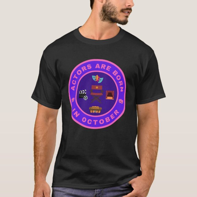 Camiseta Os atores são nasceres em outubro de design altern (Frente)