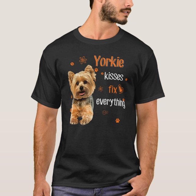 Camiseta Os beijos da Yorkie consertam tudo (Frente)