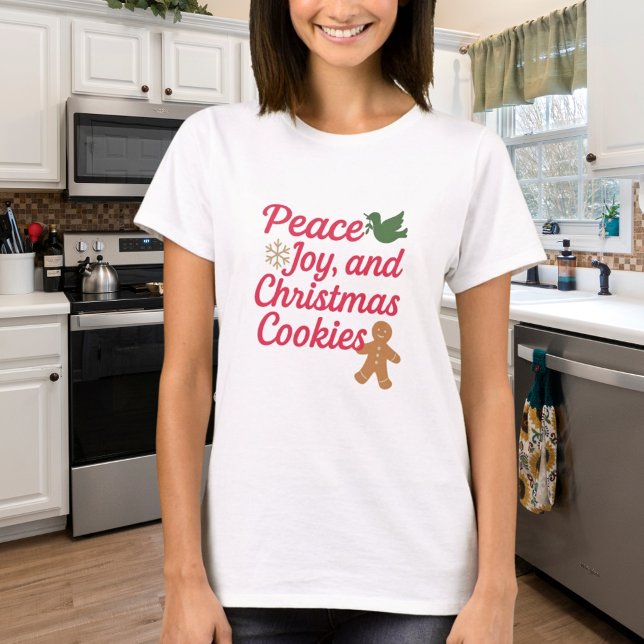 Camiseta Os biscoitos da alegria da paz de Natal citam verm (Criador carregado)