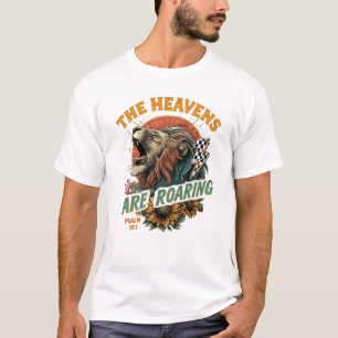 Camiseta Os Céus São Leão Religioso Rugindo