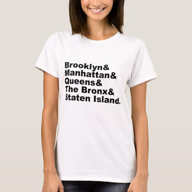 Camiseta Os Cinco Distritos de Nova York (Frente)