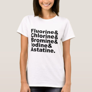 Camiseta Os Cinco Halogênios da Química   Cloro Bromo