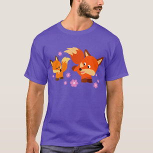 Camiseta Os desenhos animados brincalhão bonitos Foxes o