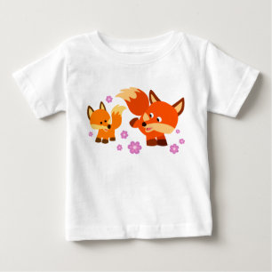Camiseta Os desenhos animados brincalhão bonitos Foxes o
