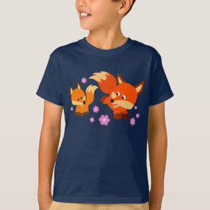 Camiseta Os desenhos animados brincalhão bonitos Foxes o