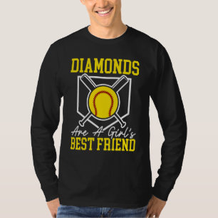 Camiseta Os diamantes são o melhor jogador de softball amig