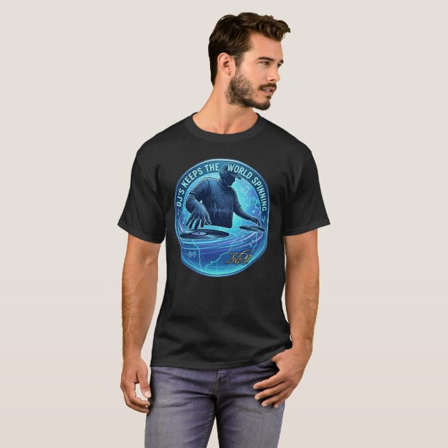 Camiseta Os DJs Mantêm o Mundo Girando (Frente Completa)