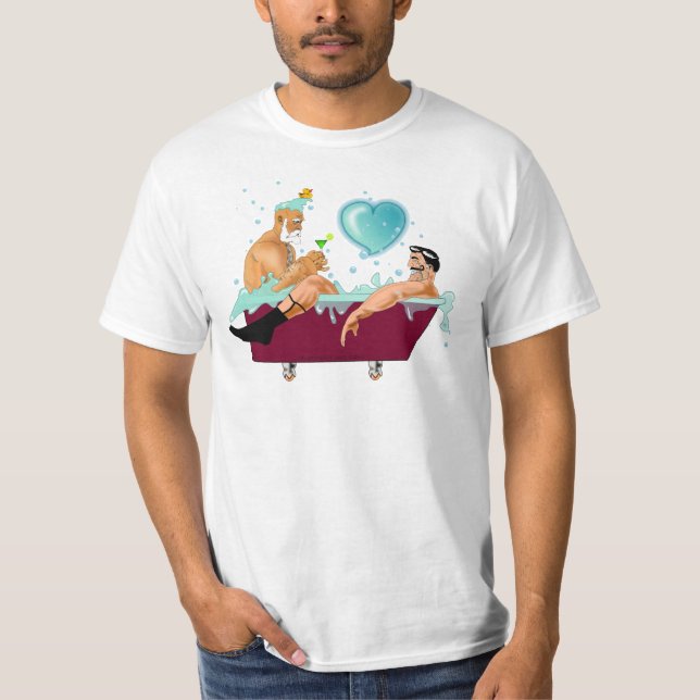 Camiseta Os dois gay do SlipperyJoe adoram a banheira de de (Frente)