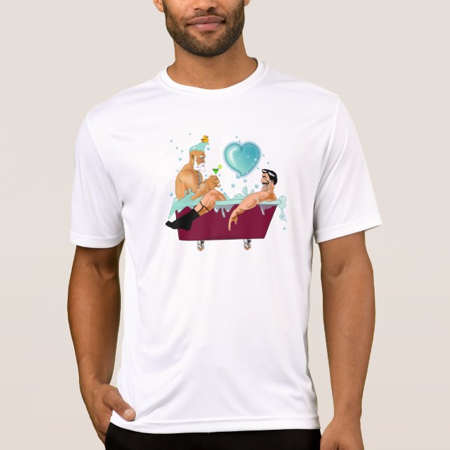 Camiseta Os dois gay do SlipperyJoe adoram a banheira de de (Frente)