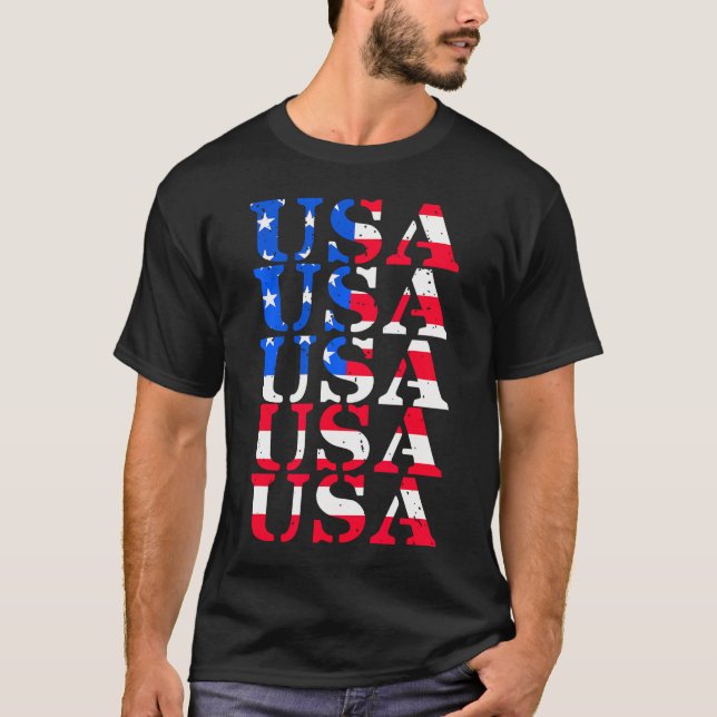 Camiseta Os Eua Afetaram A Bandeira Dos Eua Patriótica Quar (Frente)