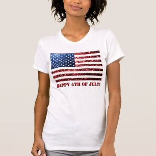 Camiseta Os EUA embandeiram o vermelho & o azul sparkles