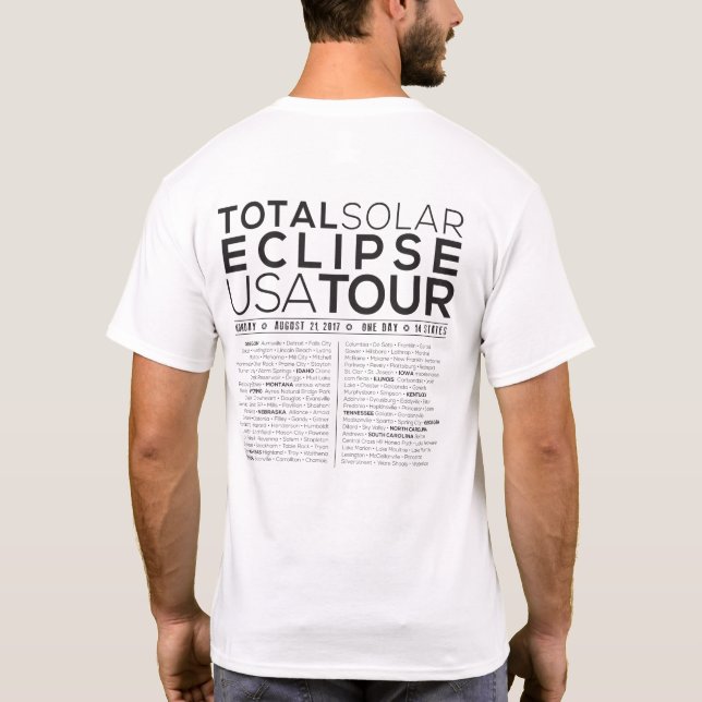 Camiseta Os "EUA visitam/o eclipse solar T do total estilo (Verso)