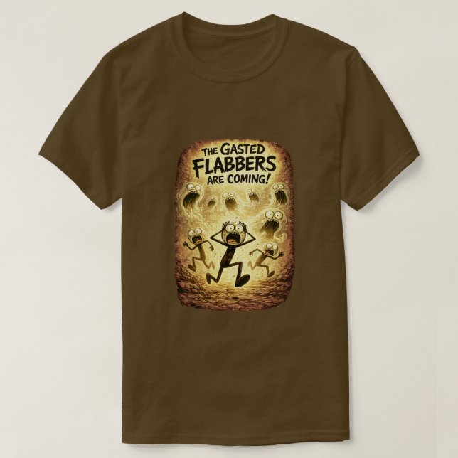 Camiseta Os Flabbers Gasted Estão Chegando! (4) Marrom (Frente do Design)