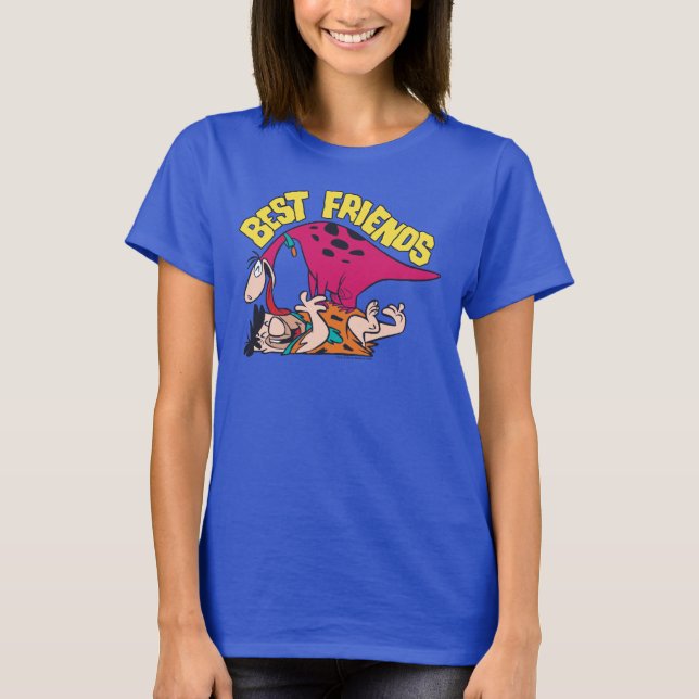 Camiseta Os Flintstones | Fred & Dino - Melhores Amigos (Frente)