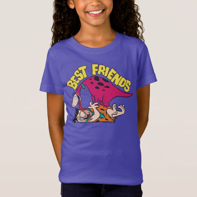 Camiseta Os Flintstones | Fred & Dino - Melhores Amigos (Frente)