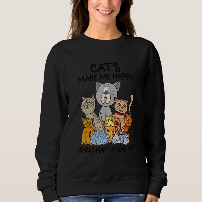 Camiseta Os Gatos Fazem-Me Feliz Humans Fazer-Me Magoar A C (Frente)