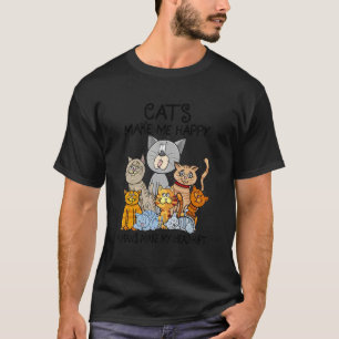 Camiseta Os Gatos Fazem-Me Feliz Humans Fazer-Me Magoar A C