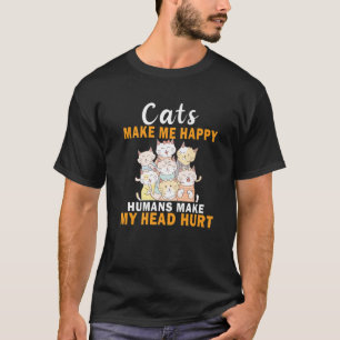 Camiseta Os Gatos Me Fazem Feliz Humanos Fazer Minha Cabeça