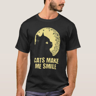 Camiseta Os Gatos Me Fazem Sorrir Por Citação Motivacional 