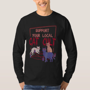 Camiseta Os Gatos No Pentagrama Suportam Seu Cult Local