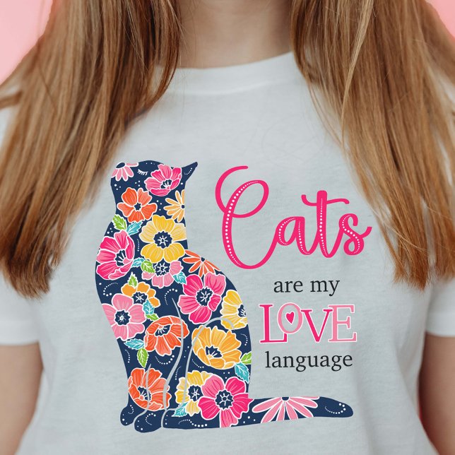 Camiseta Os gatos são o meu idioma AMOR (Criador carregado)