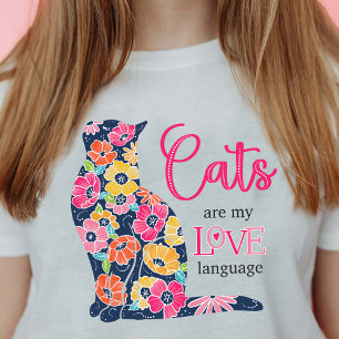 Camiseta Os gatos são o meu idioma AMOR
