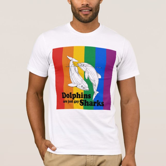 Camiseta Os golfinhos são tubarões alegres (Frente)