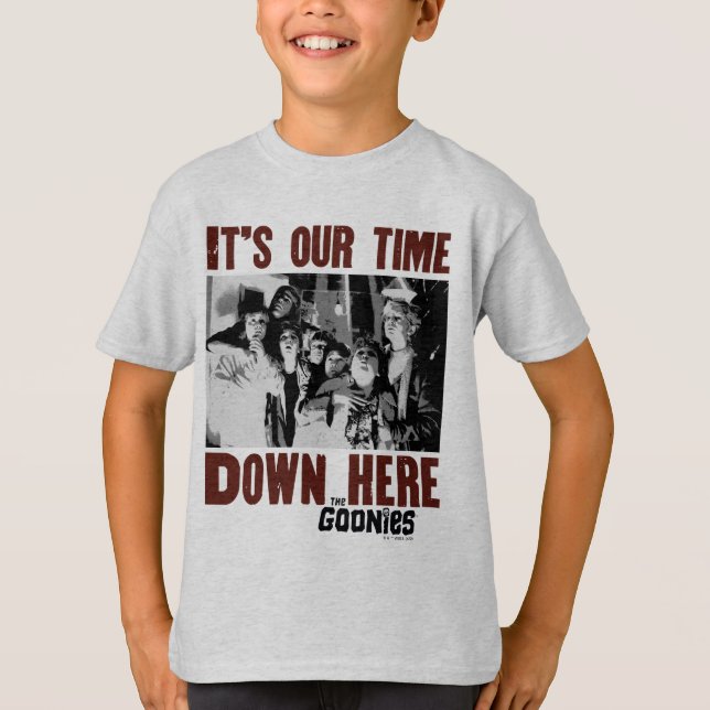 Camiseta Os Goonies "É o nosso tempo aqui em baixo" (Frente)