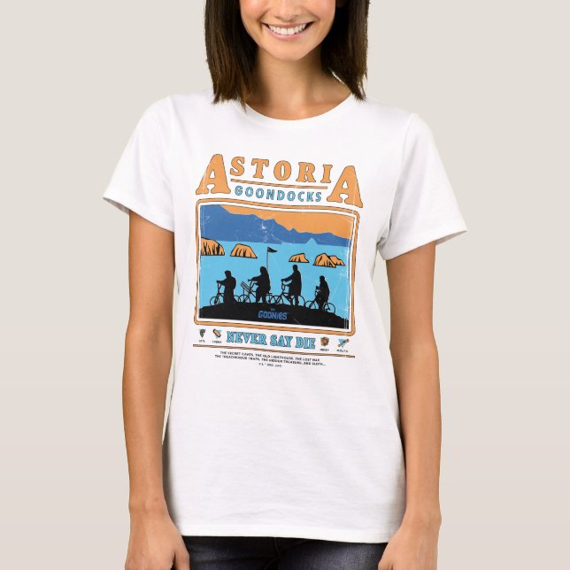 Camiseta Os Goonies Silhuettes Sobre Astoria Goondocks (Frente)
