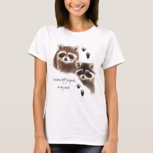 Camiseta Os guaxinins deixaram pegadas em meu coração,