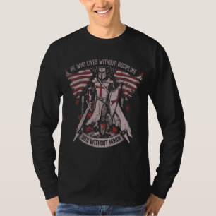Camiseta Os Guerreiros Americanos Vivem Com Disciplina E Ma
