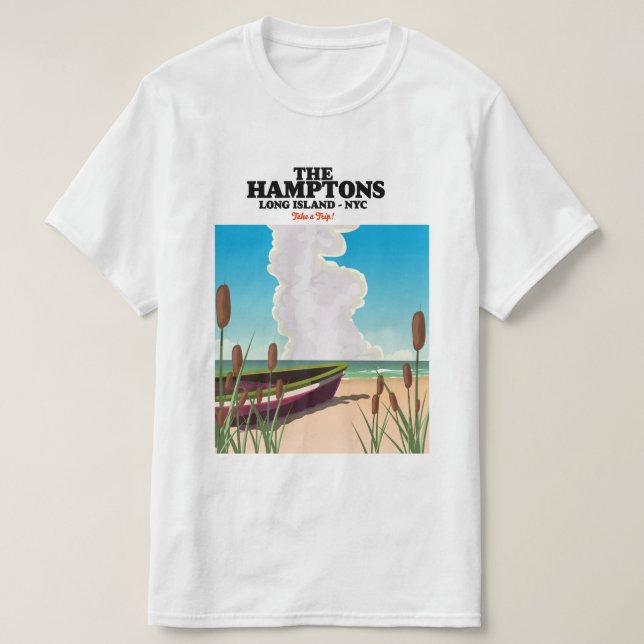 Camiseta Os Hamptons Long island NYC, cartaz de viagem. (Frente do Design)