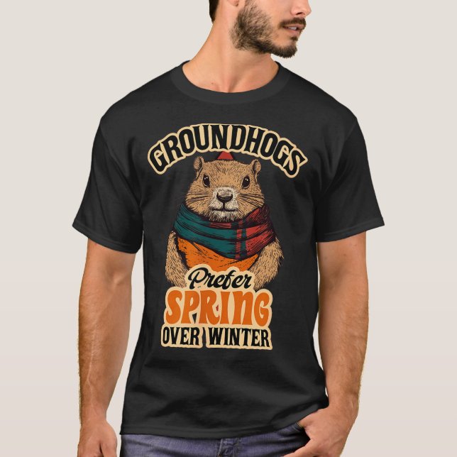 Camiseta Os marmotas preferem a primavera ao dia da marmota (Frente)