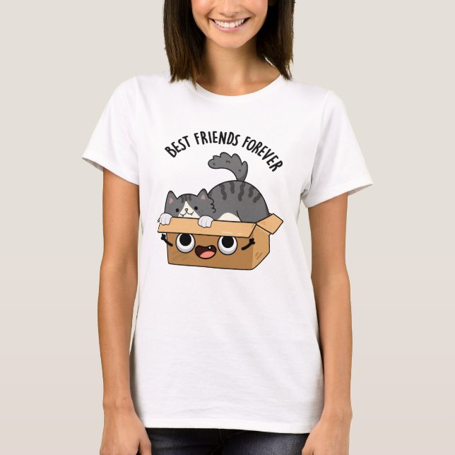 Camiseta Os Melhores Amigos Para O Gato E A Caixa Engraçado (Frente)