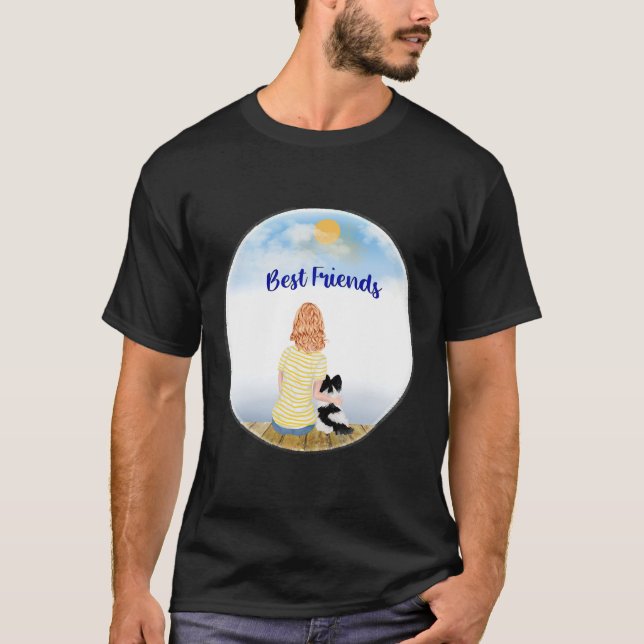 Camiseta Os Melhores Amigos Uma Garota E Seu Papillon (Frente)