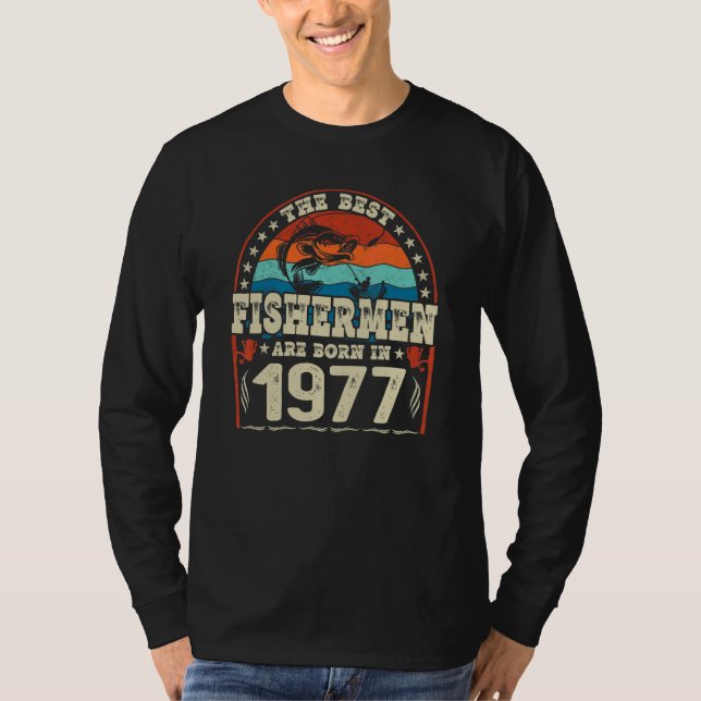 Camiseta Os Melhores Pescadores São Nasceres Em 1977 (Frente)