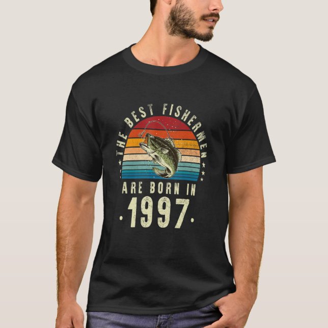 Camiseta Os Melhores Pescadores São Nasceres Em 1997, Vinta (Frente)