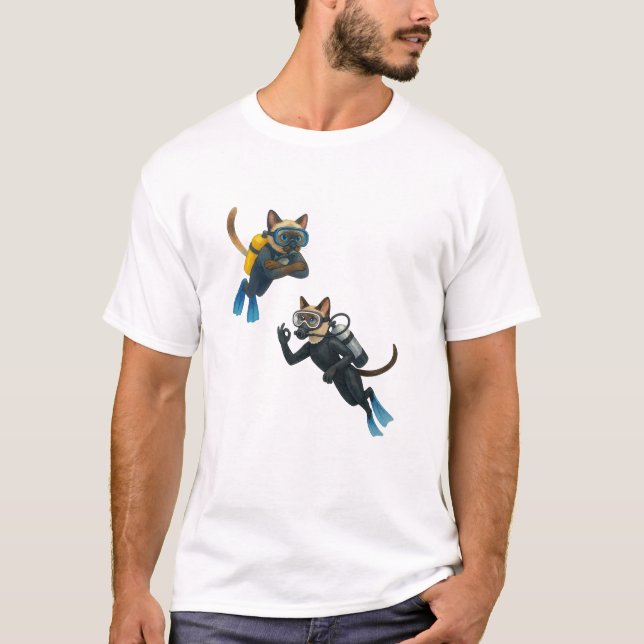 Camiseta Os mergulhadores de gato mergulham juntos (Frente)