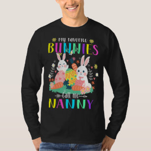 Camiseta Os Meus Coelhinhos Favoritos Chamam-Me Nanny Cute