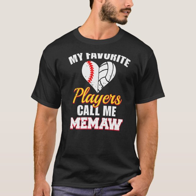 Camiseta Os Meus Jogadores Favoritos Chamam-Me Memaw Baseba (Frente)