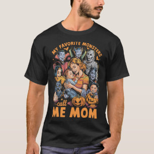 Camiseta Os Meus Monstros Favoritos Chamam-Me Mãe Por Hallo